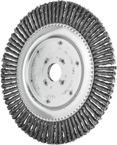 PFERD WHEEL BRUSH W/ARBOR PIPE LINER TWIST KNOT STEEL RBG 17806/22.2 ST SG